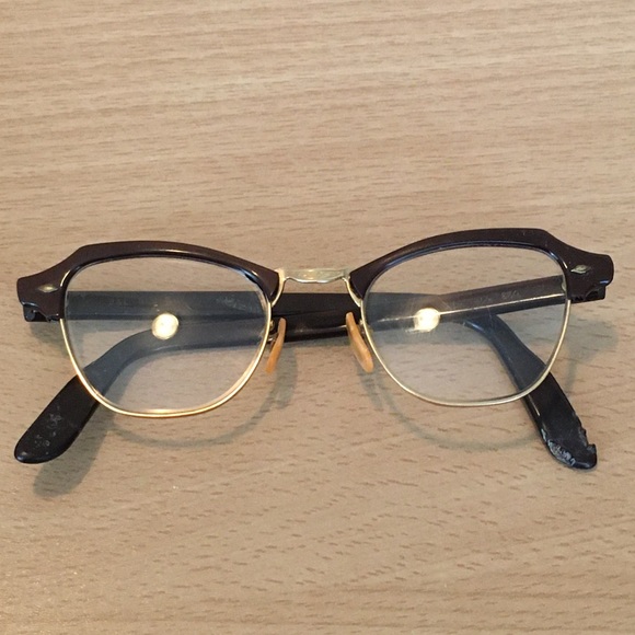 B&L Brass Vintage Eyeglasses Brown Gold Frames B L Bausch & Lomb Glasses Eyewear